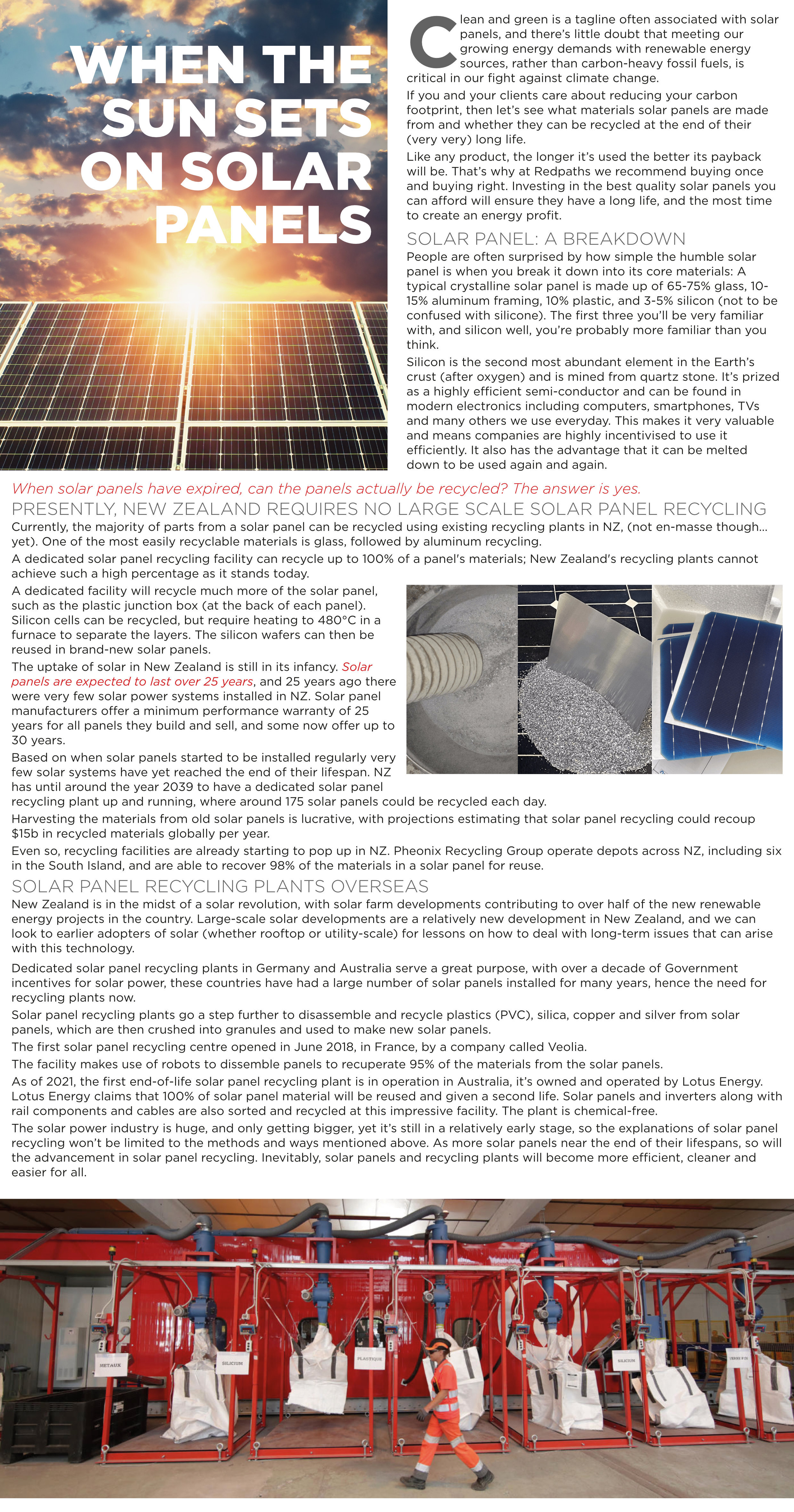 sun sets on solar panels